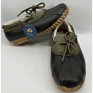 JBU By Jambu Gwen Slip On Duck Shoe Faux Fur Lining Olive Green 6M NWT